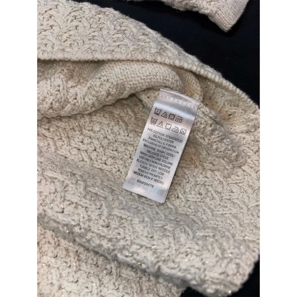 Catherine Malandrino Mini Baby Girl Sweater Dress Ivory Metallic 12M metallic